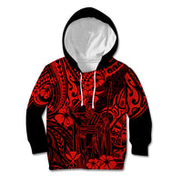Hawaii King Kamehameha Kid Hoodie Polynesian Pattern Red Version - Wonder Print Shop