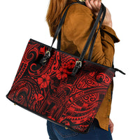 Hawaii King Kamehameha Leather Tote Bag Polynesian Pattern Red Version - Wonder Print Shop