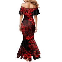 Hawaii King Kamehameha Mermaid Dress Polynesian Pattern Red Version - Wonder Print Shop