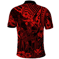 Hawaii King Kamehameha Polo Shirt Polynesian Pattern Red Version - Wonder Print Shop
