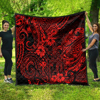 Hawaii King Kamehameha Quilt Polynesian Pattern Red Version - Wonder Print Shop