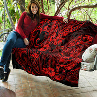 Hawaii King Kamehameha Quilt Polynesian Pattern Red Version - Wonder Print Shop