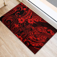Hawaii King Kamehameha Rubber Doormat Polynesian Pattern Red Version - Wonder Print Shop