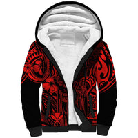 Hawaii King Kamehameha Sherpa Hoodie Polynesian Pattern Red Version - Wonder Print Shop