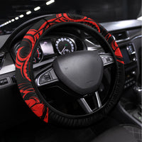 Hawaii King Kamehameha Steering Wheel Cover Polynesian Pattern Red Version - Wonder Print Shop