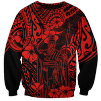 Hawaii King Kamehameha Sweatshirt Polynesian Pattern Red Version - Wonder Print Shop