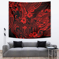 Hawaii King Kamehameha Tapestry Polynesian Pattern Red Version - Wonder Print Shop