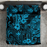 Hawaii King Kamehameha Bedding Set Polynesian Pattern Sky Blue Version - Wonder Print Shop