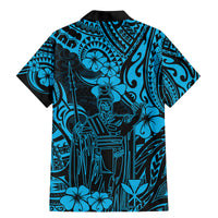 Hawaii King Kamehameha Family Matching Mermaid Dress and Hawaiian Shirt Polynesian Pattern Sky Blue Version - Wonder Print Shop