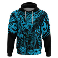 Hawaii King Kamehameha Hoodie Polynesian Pattern Sky Blue Version - Wonder Print Shop