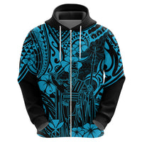 Hawaii King Kamehameha Hoodie Polynesian Pattern Sky Blue Version - Wonder Print Shop