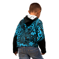 Hawaii King Kamehameha Kid Hoodie Polynesian Pattern Sky Blue Version - Wonder Print Shop
