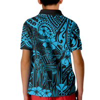Hawaii King Kamehameha Kid Polo Shirt Polynesian Pattern Sky Blue Version - Wonder Print Shop