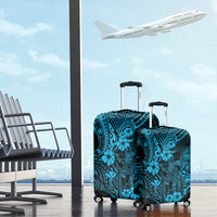 Hawaii King Kamehameha Luggage Cover Polynesian Pattern Sky Blue Version - Wonder Print Shop