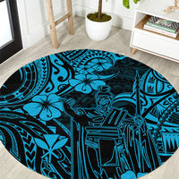 hawaii-king-kamehameha-round-carpet-polynesian-pattern-sky-blue-version