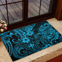 Hawaii King Kamehameha Rubber Doormat Polynesian Pattern Sky Blue Version - Wonder Print Shop