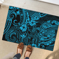 Hawaii King Kamehameha Rubber Doormat Polynesian Pattern Sky Blue Version - Wonder Print Shop