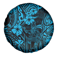 Hawaii King Kamehameha Spare Tire Cover Polynesian Pattern Sky Blue Version - Wonder Print Shop
