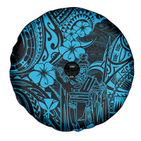 Hawaii King Kamehameha Spare Tire Cover Polynesian Pattern Sky Blue Version - Wonder Print Shop