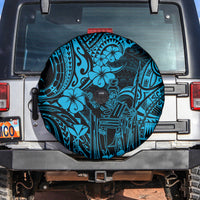 Hawaii King Kamehameha Spare Tire Cover Polynesian Pattern Sky Blue Version - Wonder Print Shop