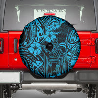 Hawaii King Kamehameha Spare Tire Cover Polynesian Pattern Sky Blue Version - Wonder Print Shop