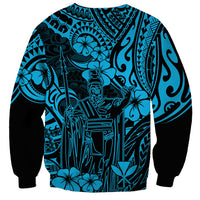Hawaii King Kamehameha Sweatshirt Polynesian Pattern Sky Blue Version - Wonder Print Shop