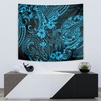 Hawaii King Kamehameha Tapestry Polynesian Pattern Sky Blue Version - Wonder Print Shop