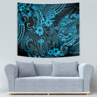 Hawaii King Kamehameha Tapestry Polynesian Pattern Sky Blue Version - Wonder Print Shop