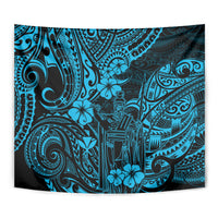 Hawaii King Kamehameha Tapestry Polynesian Pattern Sky Blue Version - Wonder Print Shop