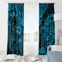 Hawaii King Kamehameha Window Curtain Polynesian Pattern Sky Blue Version - Wonder Print Shop