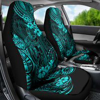 Hawaii King Kamehameha Car Seat Cover Polynesian Pattern Turquoise Version - Wonder Print Shop
