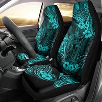 Hawaii King Kamehameha Car Seat Cover Polynesian Pattern Turquoise Version - Wonder Print Shop