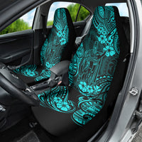 Hawaii King Kamehameha Car Seat Cover Polynesian Pattern Turquoise Version - Wonder Print Shop