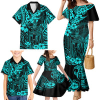 hawaii-king-kamehameha-family-matching-mermaid-dress-and-hawaiian-shirt-polynesian-pattern-turquoise-version