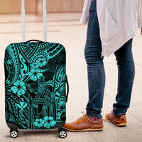 Hawaii King Kamehameha Luggage Cover Polynesian Pattern Turquoise Version - Wonder Print Shop