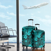 Hawaii King Kamehameha Luggage Cover Polynesian Pattern Turquoise Version - Wonder Print Shop
