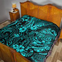 Hawaii King Kamehameha Quilt Polynesian Pattern Turquoise Version - Wonder Print Shop