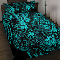 Hawaii King Kamehameha Quilt Bed Set Polynesian Pattern Turquoise Version - Wonder Print Shop