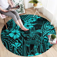 hawaii-king-kamehameha-round-carpet-polynesian-pattern-turquoise-version