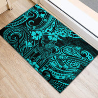Hawaii King Kamehameha Rubber Doormat Polynesian Pattern Turquoise Version - Wonder Print Shop