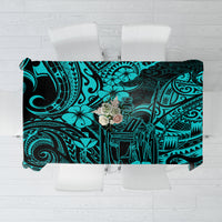 Hawaii King Kamehameha Tablecloth Polynesian Pattern Turquoise Version - Wonder Print Shop