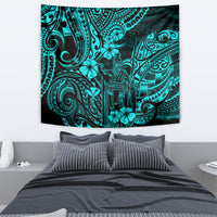 Hawaii King Kamehameha Tapestry Polynesian Pattern Turquoise Version - Wonder Print Shop
