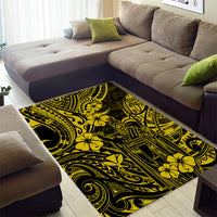 Hawaii King Kamehameha Area Rug Polynesian Pattern Yellow Version - Wonder Print Shop