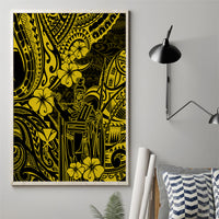 Hawaii King Kamehameha Canvas Wall Art Polynesian Pattern Yellow Version - Wonder Print Shop