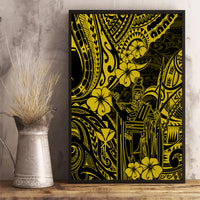 Hawaii King Kamehameha Canvas Wall Art Polynesian Pattern Yellow Version - Wonder Print Shop