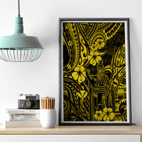 Hawaii King Kamehameha Canvas Wall Art Polynesian Pattern Yellow Version - Wonder Print Shop
