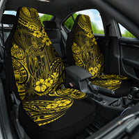 Hawaii King Kamehameha Car Seat Cover Polynesian Pattern Yellow Version - Wonder Print Shop