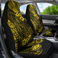 Hawaii King Kamehameha Car Seat Cover Polynesian Pattern Yellow Version - Wonder Print Shop