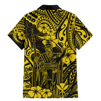Hawaii King Kamehameha Family Matching Mermaid Dress and Hawaiian Shirt Polynesian Pattern Yellow Version - Wonder Print Shop