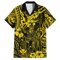 Hawaii King Kamehameha Family Matching Puletasi Dress and Hawaiian Shirt Polynesian Pattern Yellow Version - Wonder Print Shop